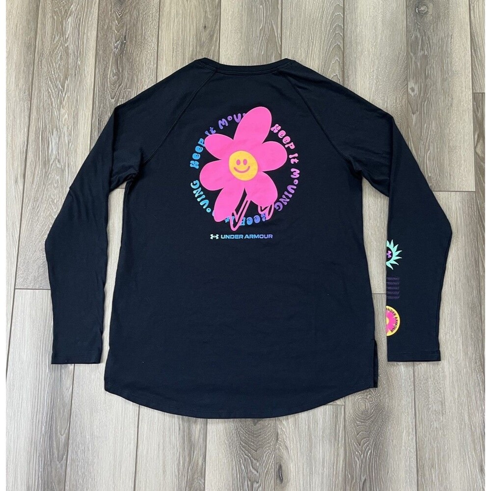 Under Armour Women's Gradient Bloom Black Long Sleeve T-Shirt Sz Medium - Picture 5 of 11